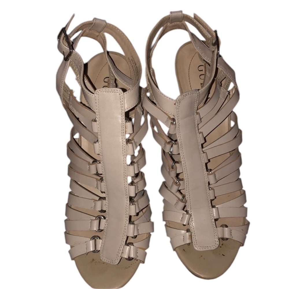 Guess size 10 cream colored cage heels
